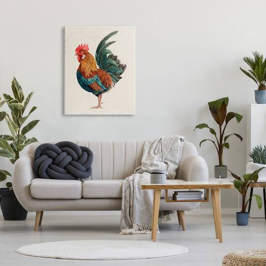 Stupell Industries Traditional Morning Rooster Illustration Elegant Bird Feathers Canvas Wall Art